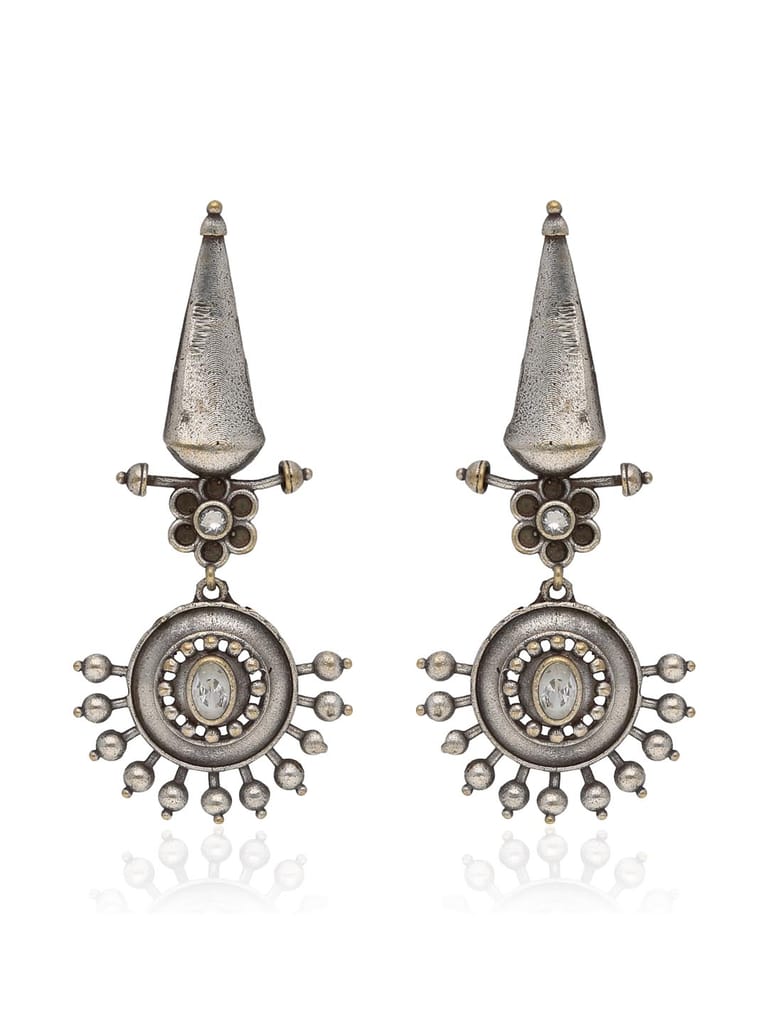 Long Earrings in Oxidised Silver finish - CNB39342