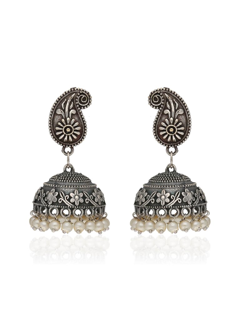 Jhumka Earrings in Oxidised Silver finish - CNB39347