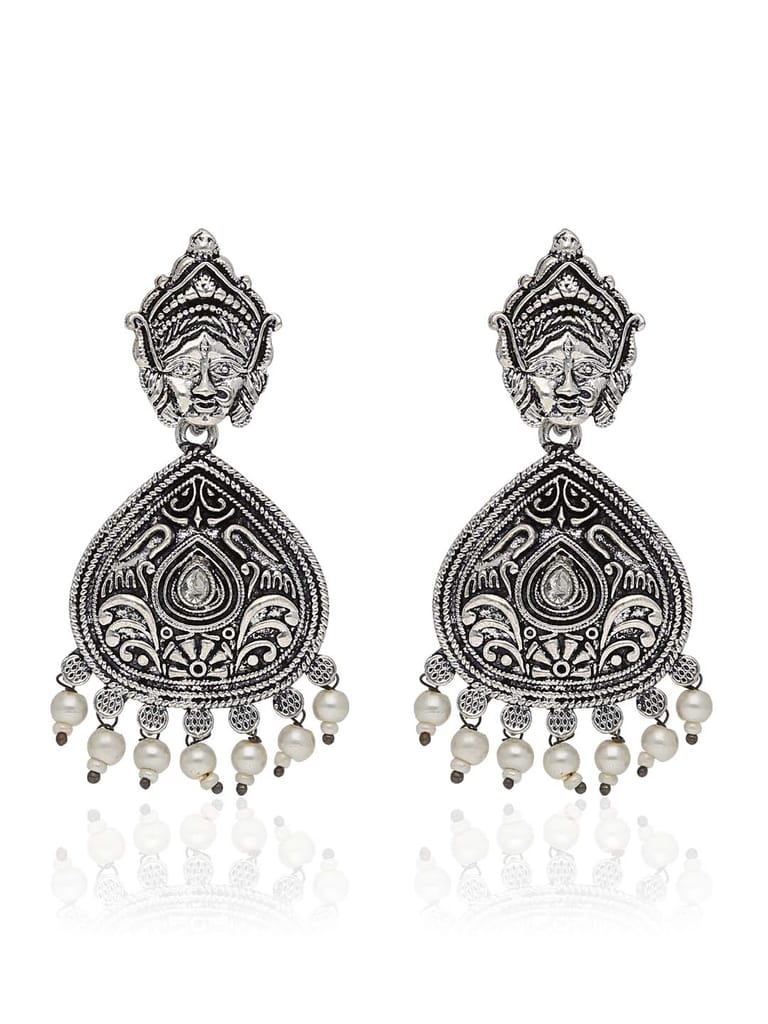 Dangler Earrings in Oxidised Silver finish - DEJ965WH