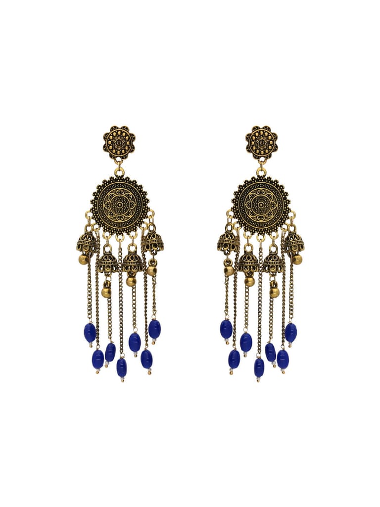 Oxidised Jhumka Earrings in Blue color - S29698