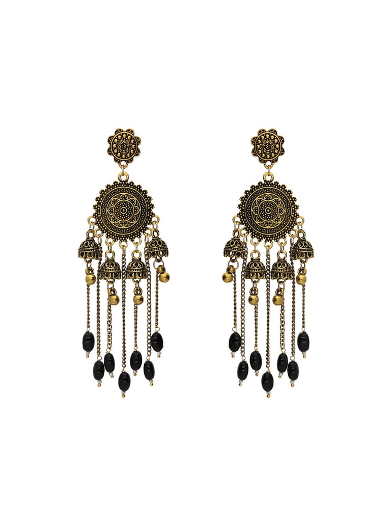 Oxidised Jhumka Earrings in Black color - S29697