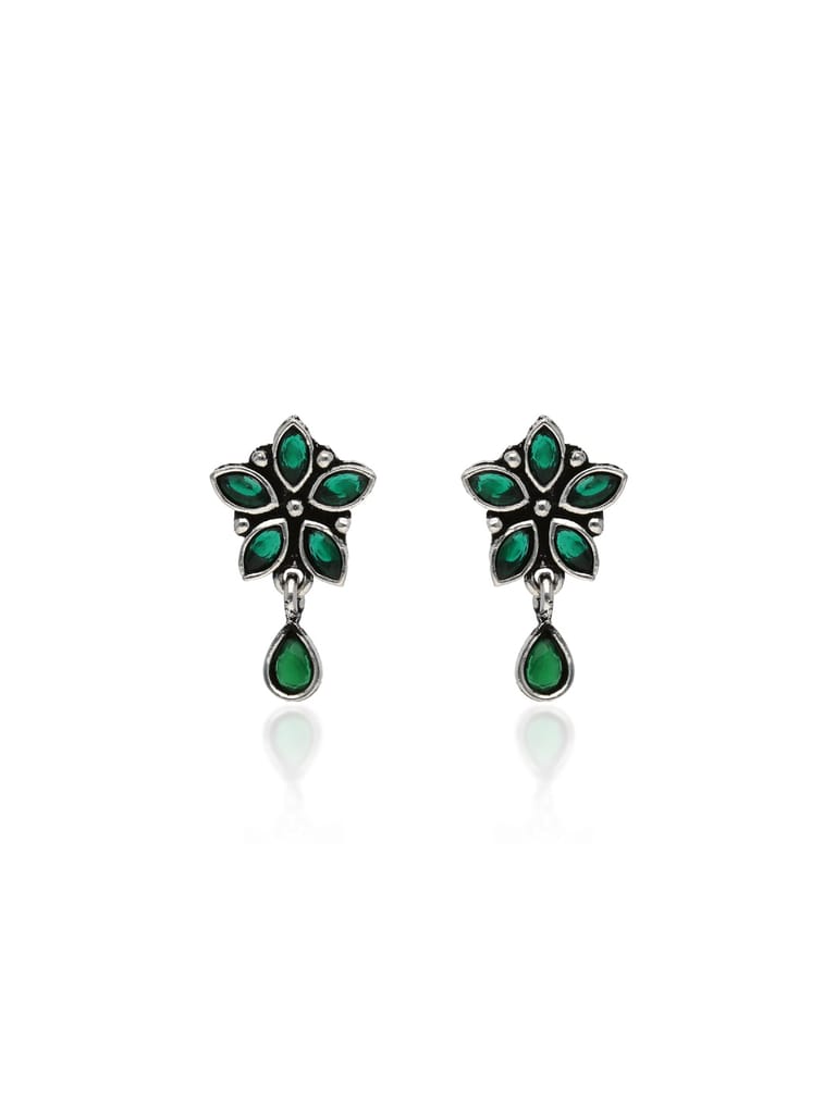 Oxidised Dangler Earrings in Green color - CNB31488