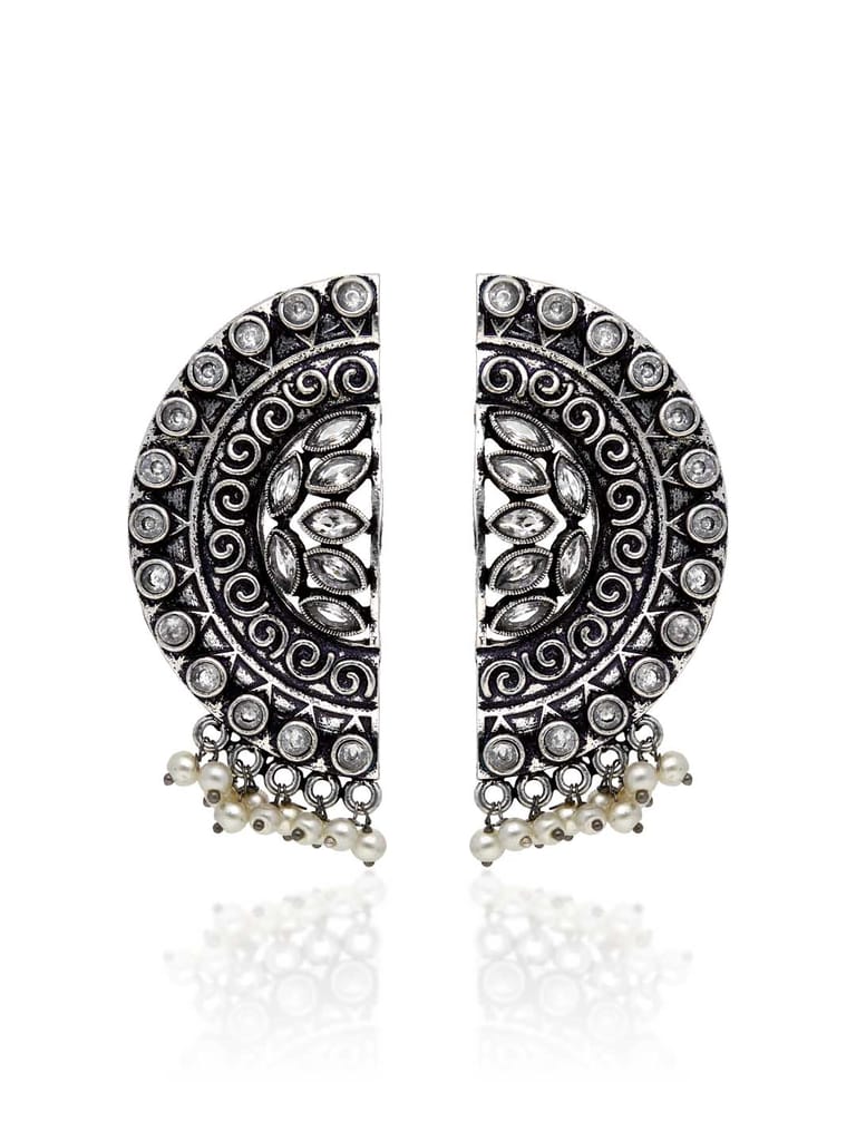 Oxidised Dangler Earrings in White color - CNB31475