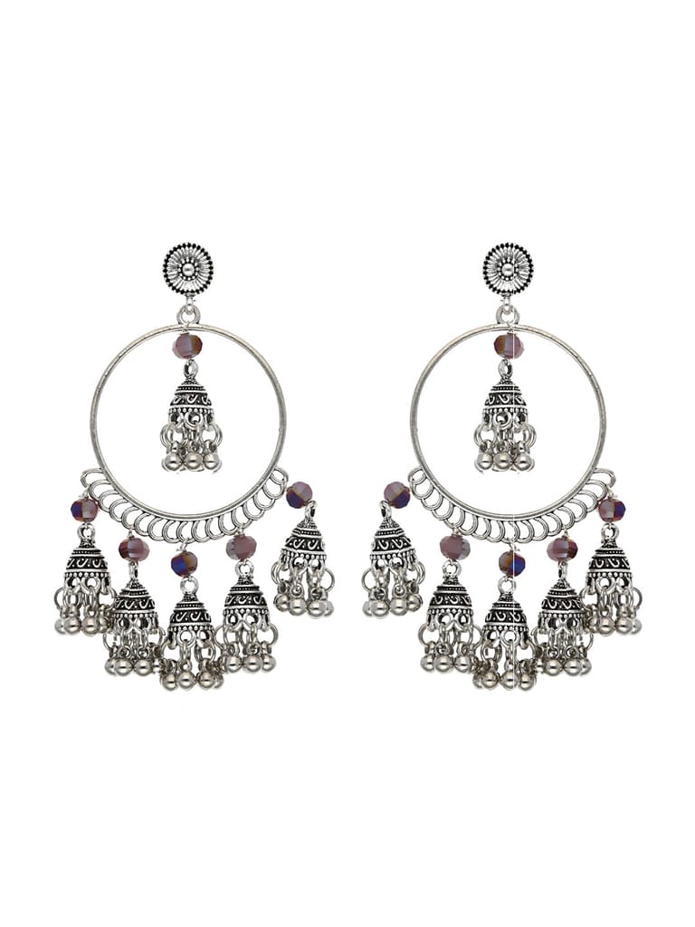 Oxidised Jhumka Earrings in Gajari color - S30154