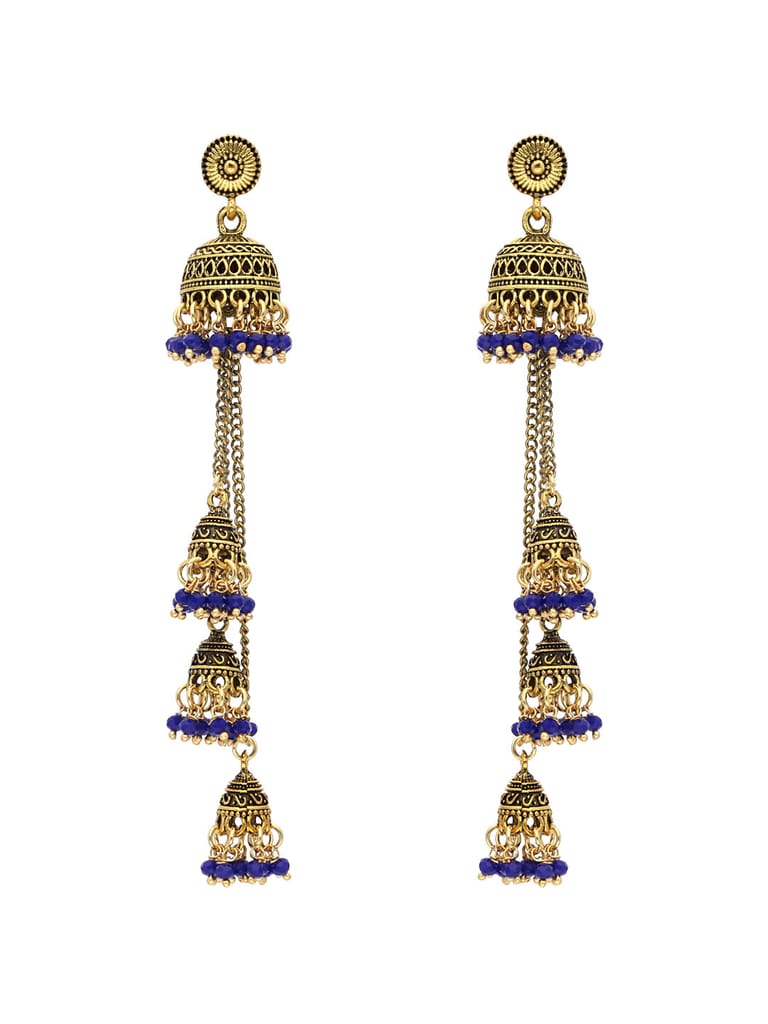 Oxidised Jhumka Earrings in Blue color - S30126