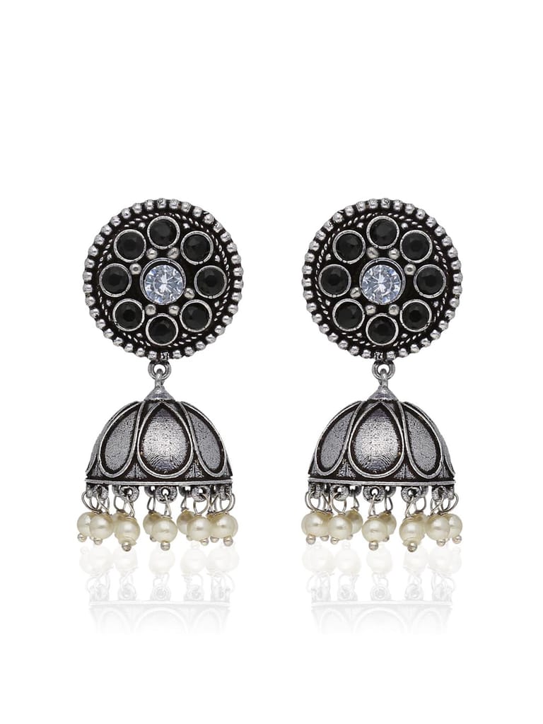 Oxidised Jhumka Earrings in Black color - CNB39277