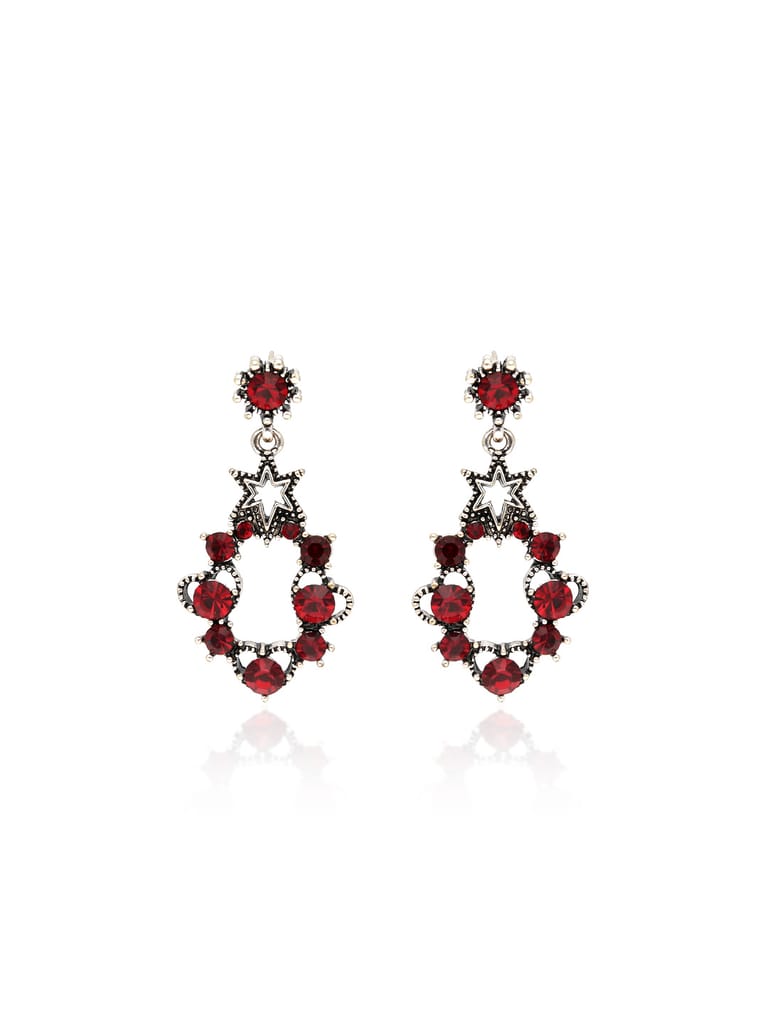 Oxidised Dangler Earrings in Maroon color - CNB36537