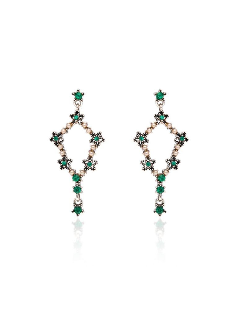 Oxidised Dangler Earrings in Green color - CNB36532