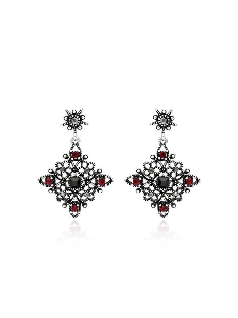 Oxidised Dangler Earrings in Red color - CNB36509