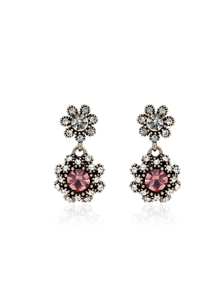 Oxidised Dangler Earrings in Pink color - CNB36507