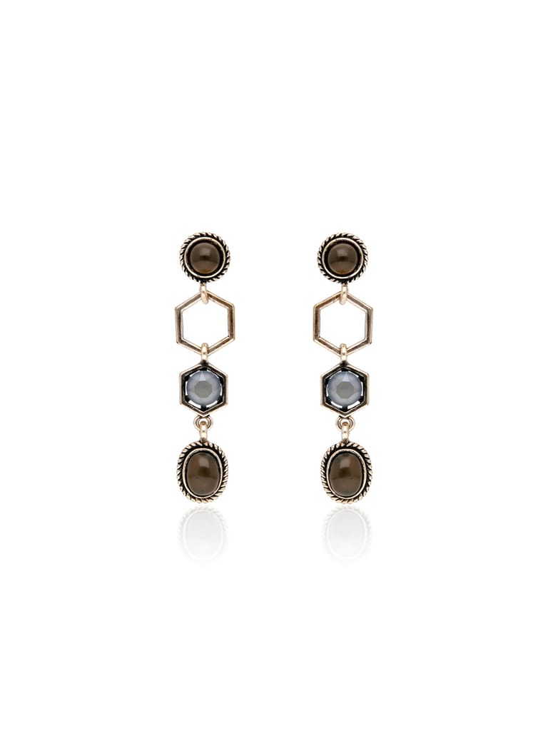 Oxidised Dangler Earrings in Grey color - CNB36500