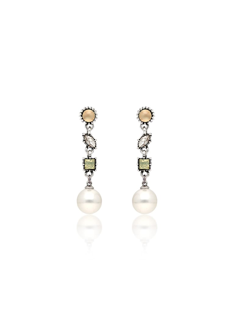 Oxidised Dangler Earrings in Mint color - CNB36489