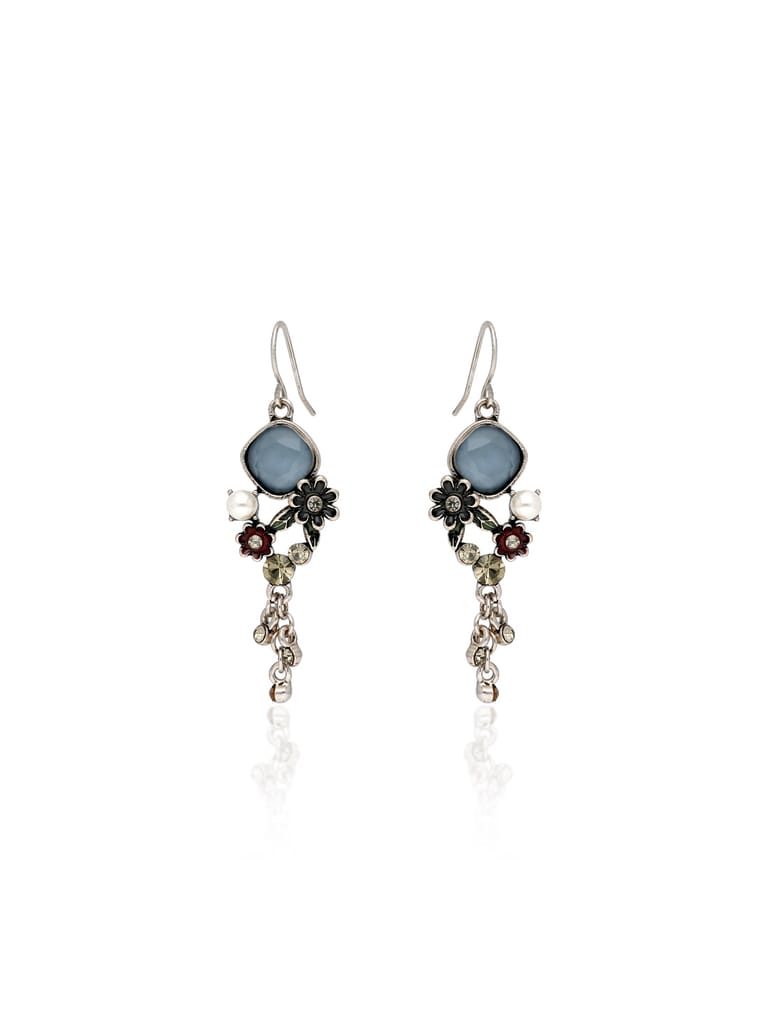Oxidised Dangler Earrings in Blue color - CNB36477