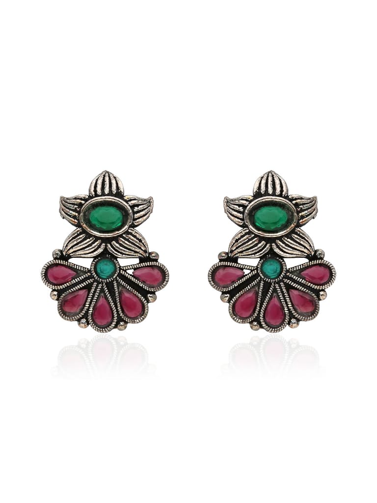 Oxidised Tops / Studs in Ruby & Green color - SSA90