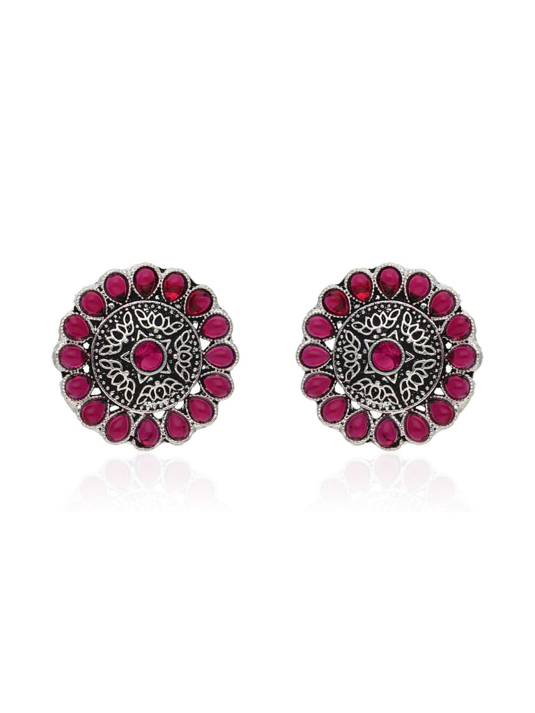 Oxidised Tops / Studs in Ruby color - SSA74