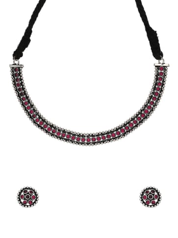 Oxidised Necklace Set in Ruby color - SSA11