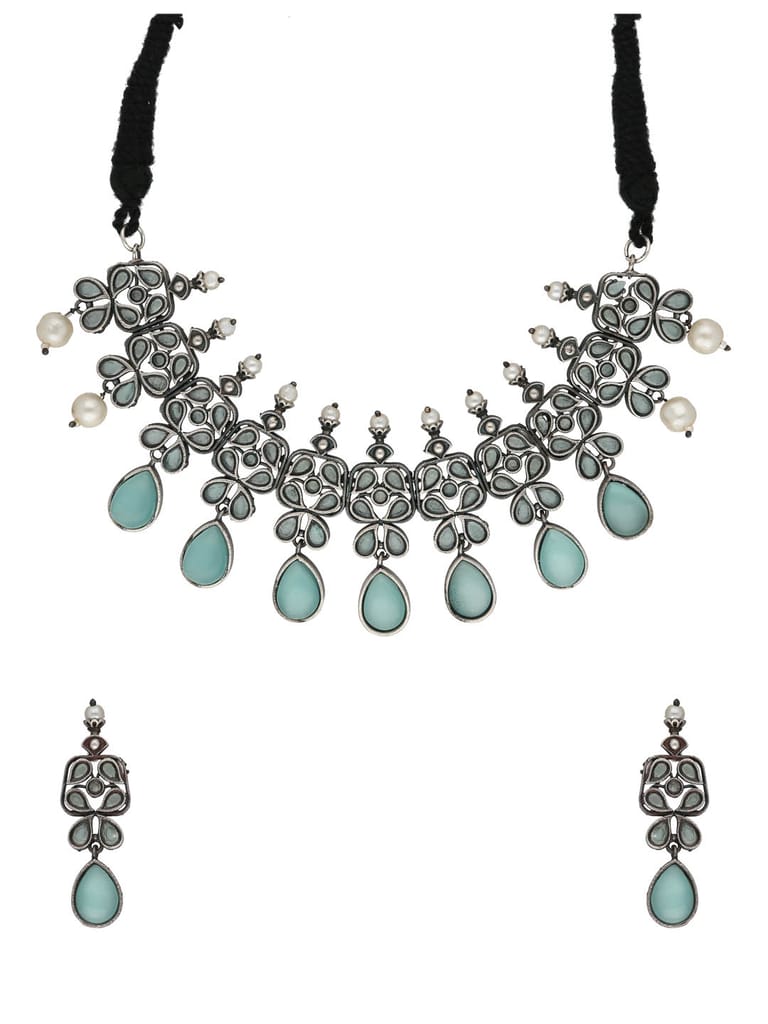 Oxidised Necklace Set in Mint color - CNB33912