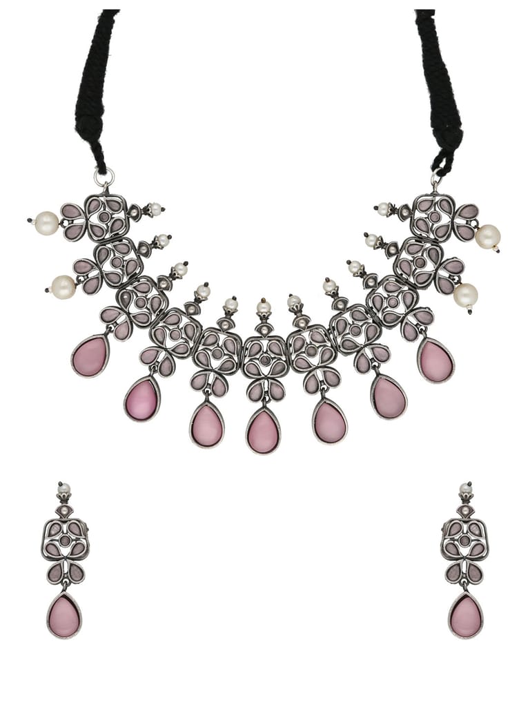 Oxidised Necklace Set in Pink color - CNB33911