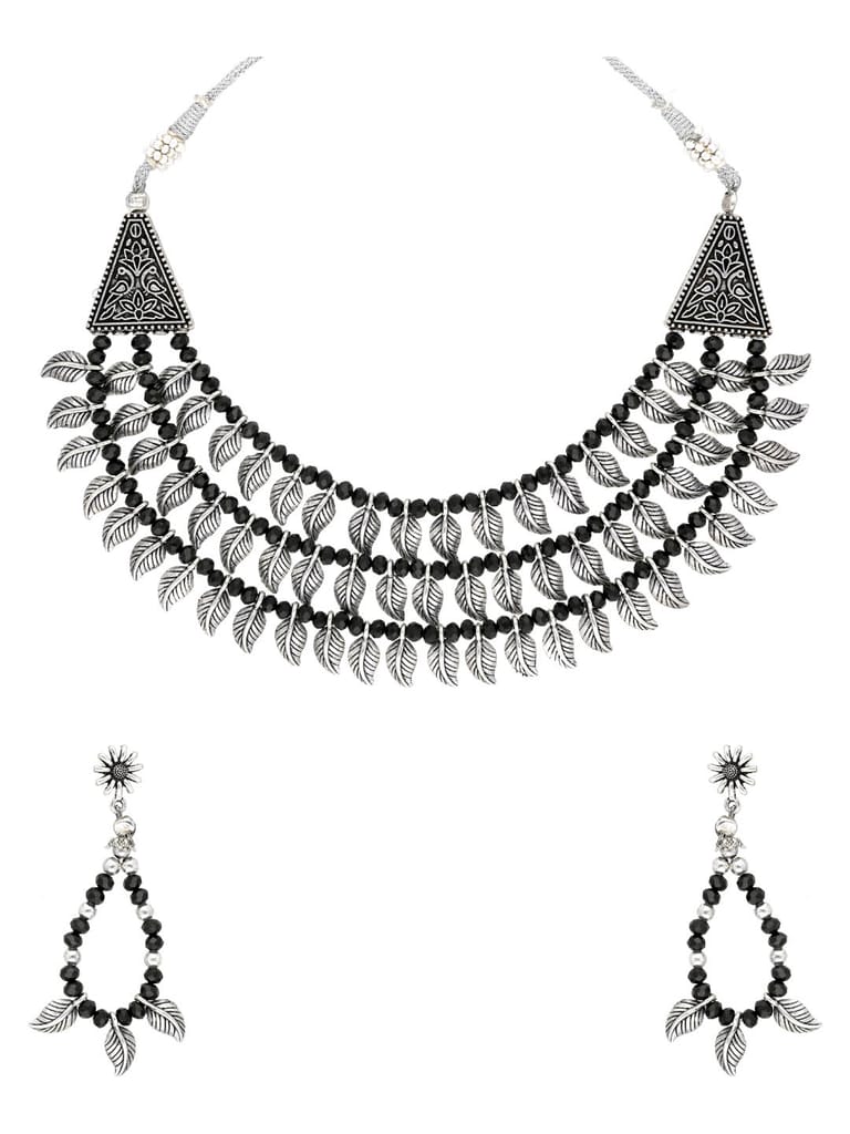 Oxidised Necklace Set in Black color - CNB31406
