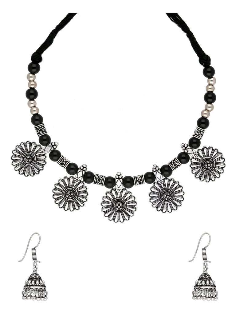 Oxidised Necklace Set in Black color - CNB31393