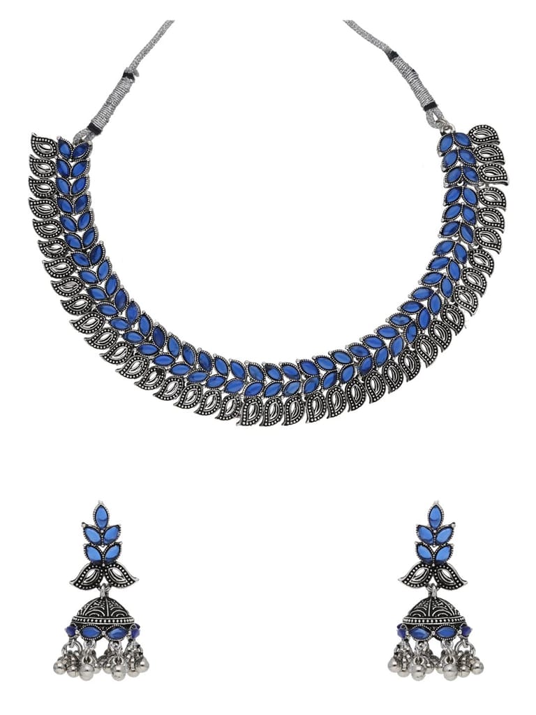 Oxidised Necklace Set in Blue color - CNB37878