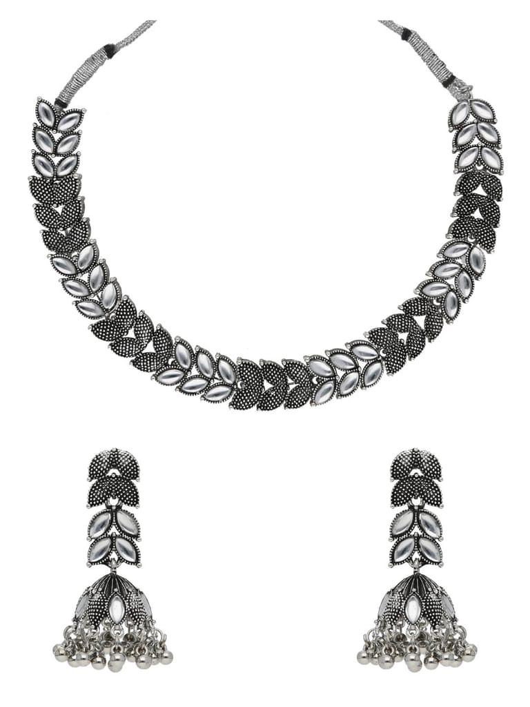 Oxidised Necklace Set in White color - CNB37875
