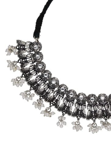 Oxidised Necklace Set in White color - SSA44