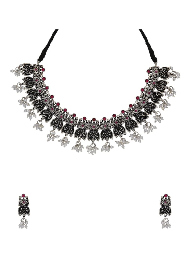 Oxidised Necklace Set in Ruby color - SSA40