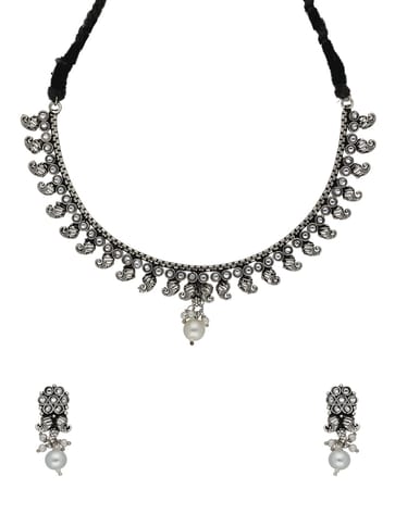 Oxidised Necklace Set in White color - SSA31