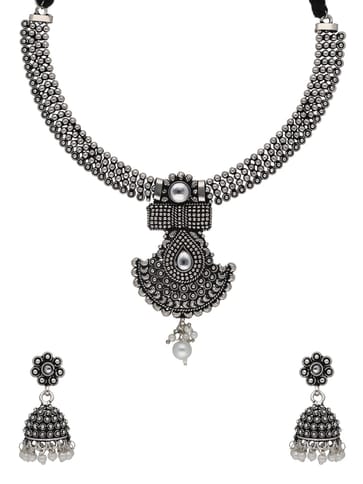 Oxidised Necklace Set in White color - SSA18