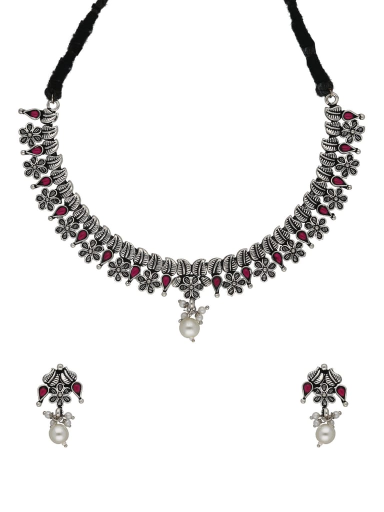 Oxidised Necklace Set in Ruby color - SSA15