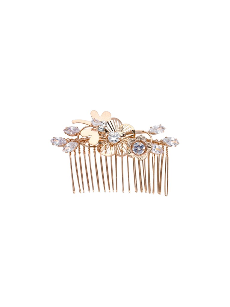 Fancy Comb in White color and Rose Gold finish - CNB39549