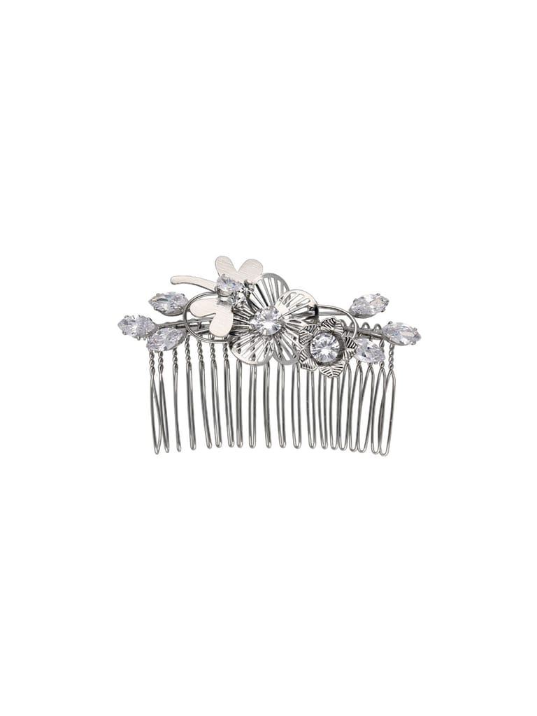 Fancy Comb in White color and Rhodium finish - CNB39548