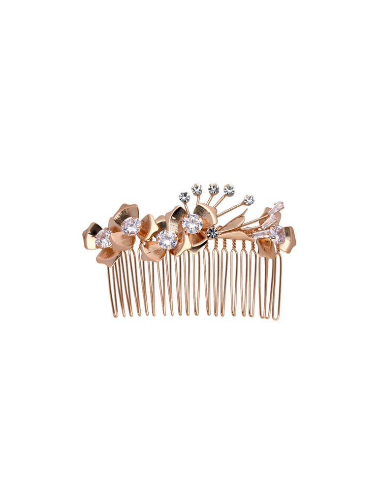 Fancy Comb in White color and Rose Gold finish - CNB39553