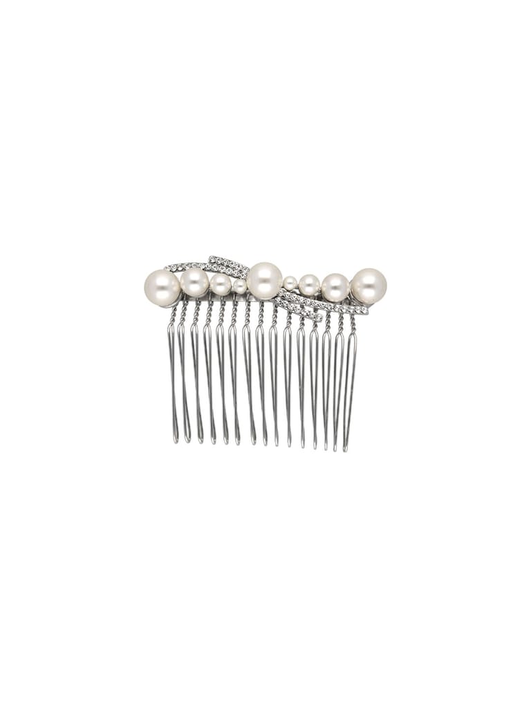 Fancy Comb in White color and Rhodium finish - CNB39575