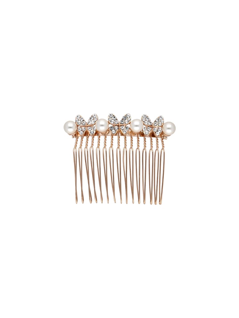 Fancy Comb in White color and Rose Gold finish - CNB39578