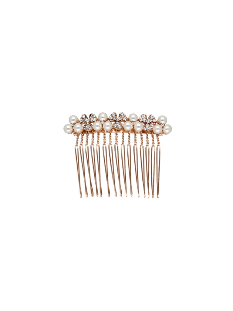 Fancy Comb in White color and Rose Gold finish - CNB39580