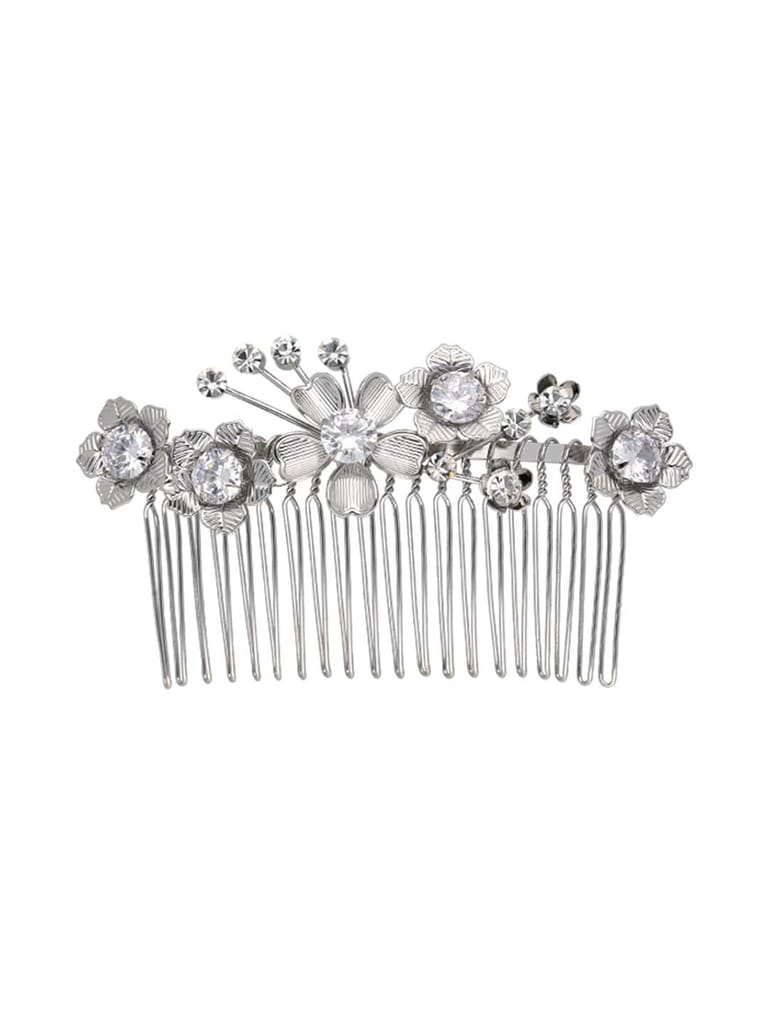 Fancy Comb in White color and Rhodium finish - CNB39544