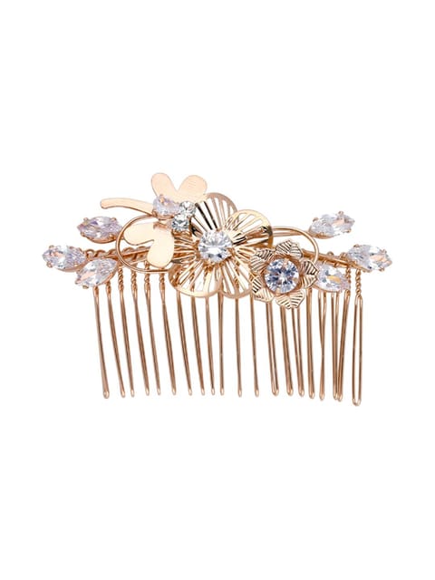 Fancy Comb in White color and Rose Gold finish - CNB39549