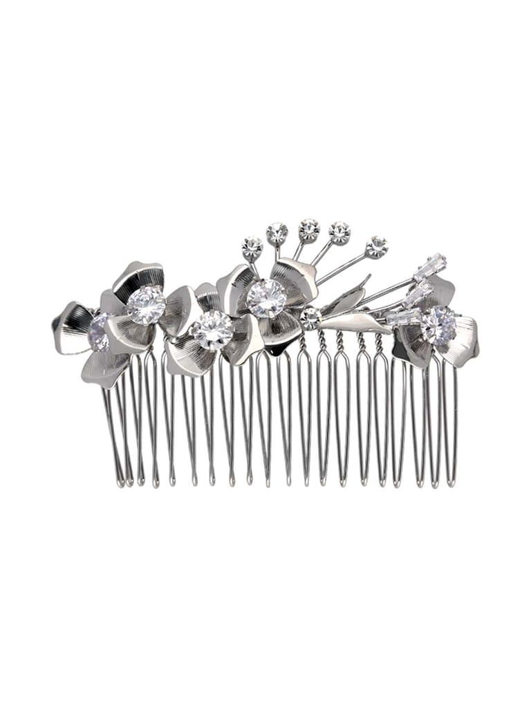 Fancy Comb in White color and Rhodium finish - CNB39552