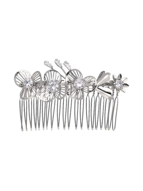Fancy Comb in White color and Rhodium finish - CNB39556