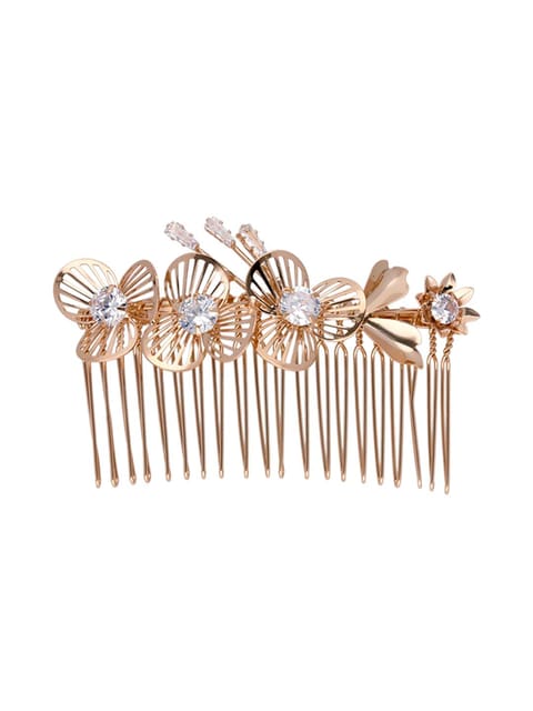 Fancy Comb in White color and Rose Gold finish - CNB39557