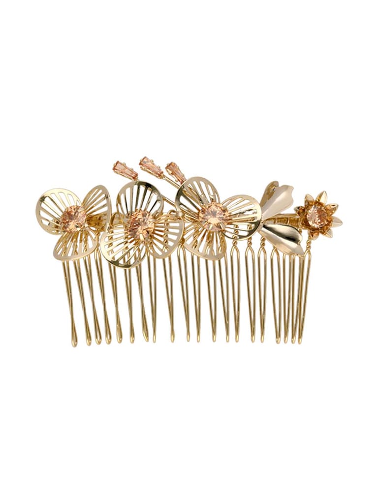 Fancy Comb in LCT/Champagne color and Gold finish - CNB39558