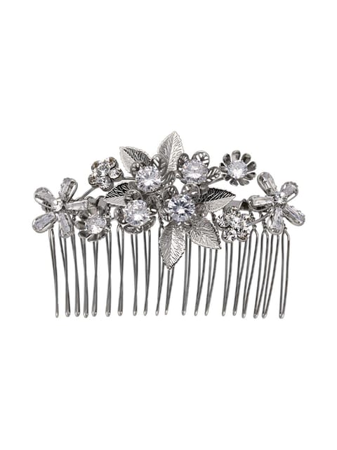Fancy Comb in White color and Rhodium finish - CNB39566
