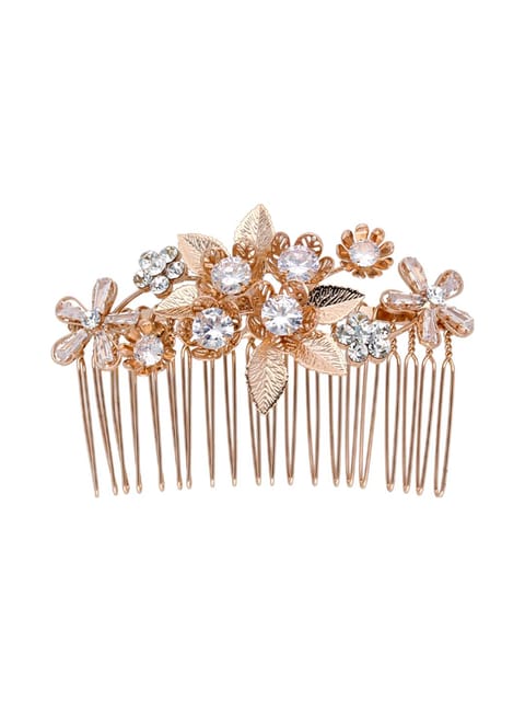 Fancy Comb in White color and Rose Gold finish - CNB39567