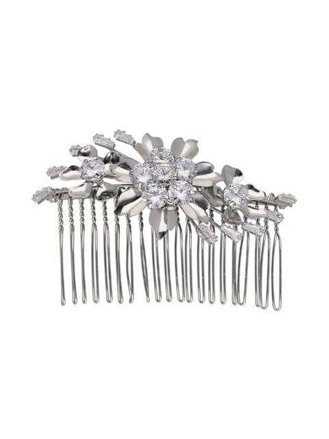 Fancy Comb in White color and Rhodium finish - CNB39570
