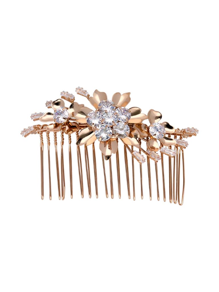 Fancy Comb in White color and Rose Gold finish - CNB39571
