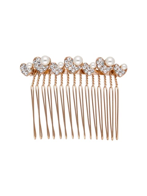 Fancy Comb in White color and Rose Gold finish - CNB39572
