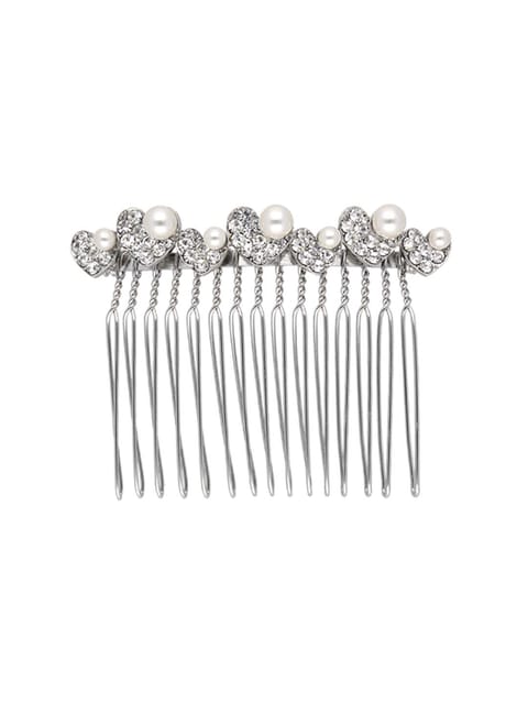 Fancy Comb in White color and Rhodium finish - CNB39573