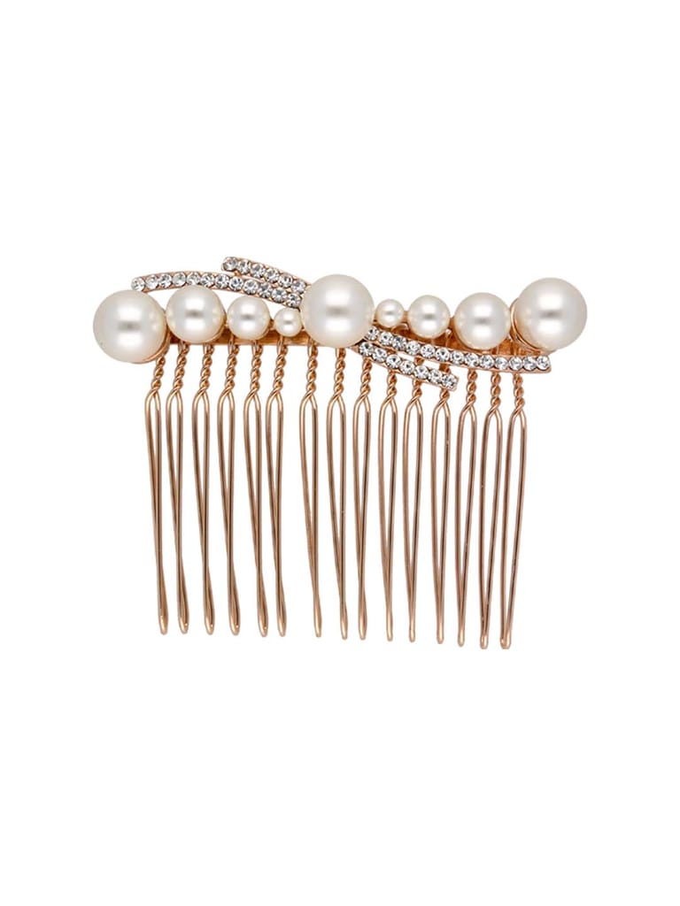Fancy Comb in White color and Rose Gold finish - CNB39576